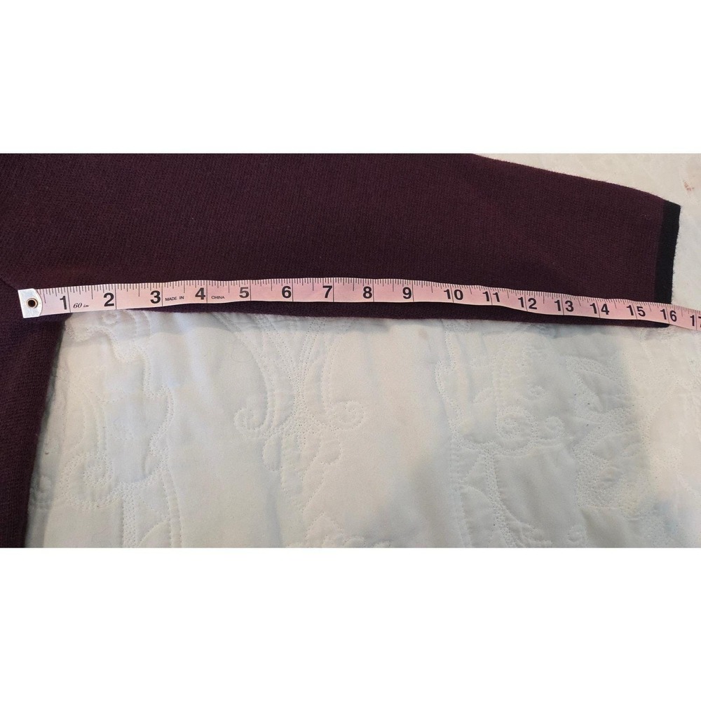 Liz Claiborne Collection Cardigan Petite Merino Wool Blend Maroon Vintage PM - Picture 4 of 11
